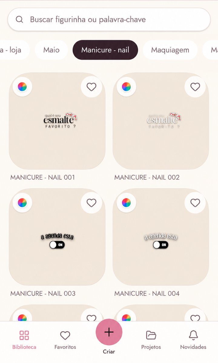 Biblioteca de figurinhas Manicure - Nail no app Nail Stories